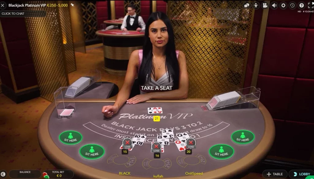 Blackjack en vivo, juegos de azar, casino